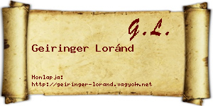 Geiringer Loránd névjegykártya